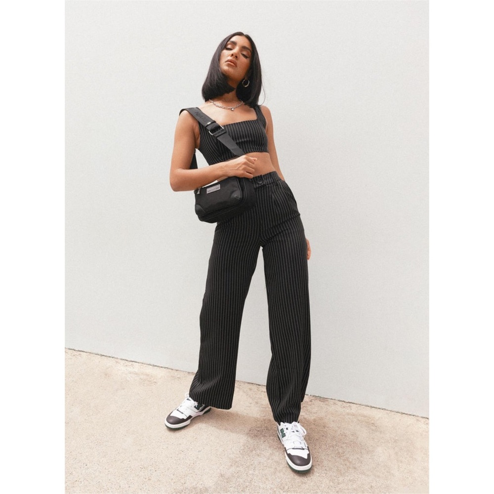 New Princess Polly Huxley Two piece pants set in Black stripe Size 2